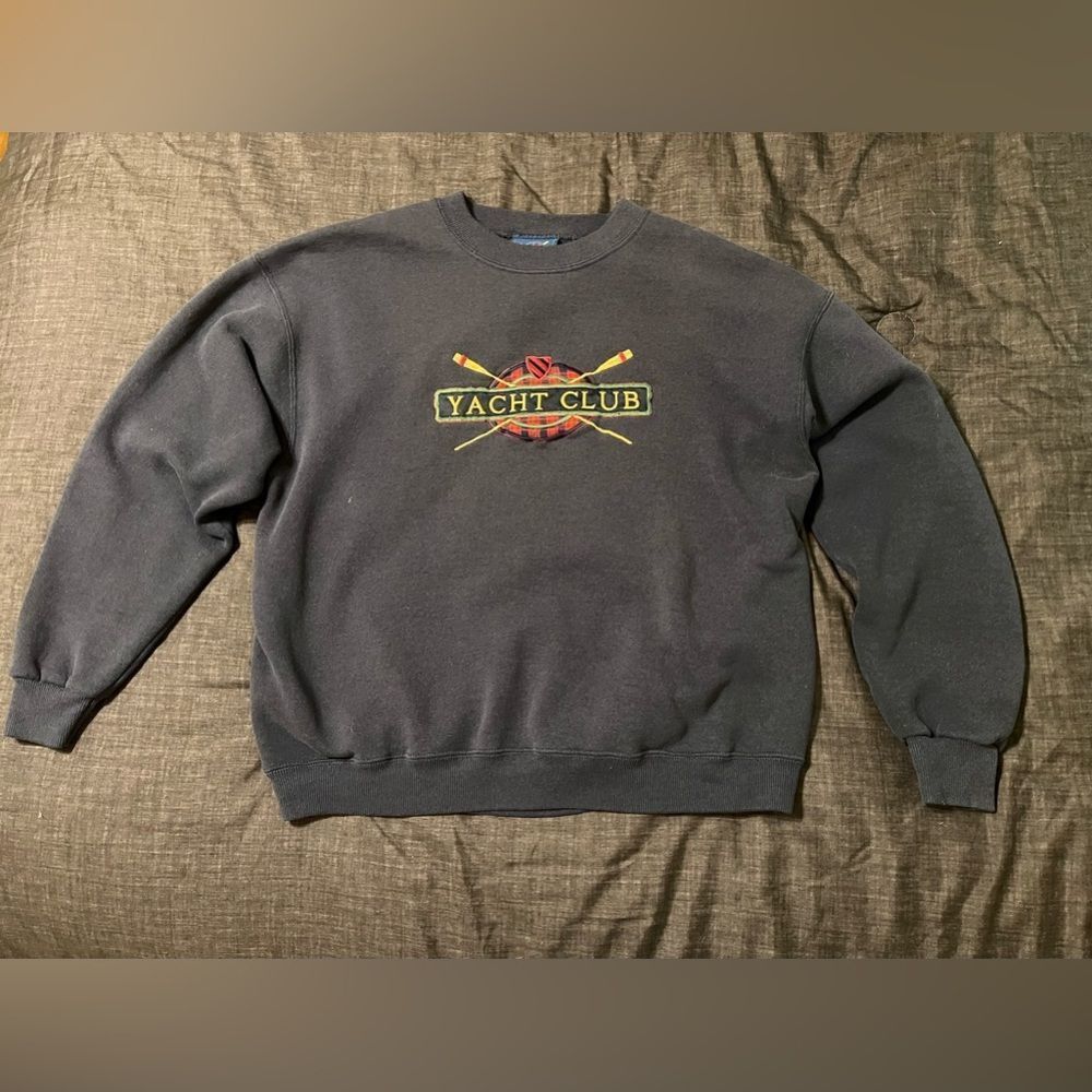 Vintage Oarsman 913 Gray Yacht Club Long Sleeve Pullover Crew Neck